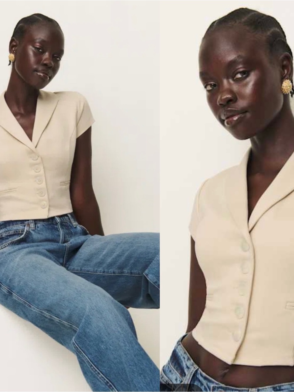 Reformation Marnie Knit Top Ivory Size Small